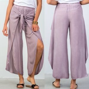 New Boho Mineral Wash Front Wrap Pants